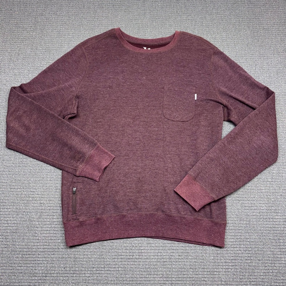 Vuori Mens Ponto Performance Crewneck Sweatshirt Heathered Burgundy Medium